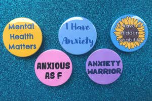 Anxiety badge as featured on Etsy. Set of 5 Anxiety Pin Badges 38mm/buttons/mental health awareness/social anxiety/ GAD/ hidden disability/anxiety warrior/anxious ?6.99 Sold by OliviasPrintEmporium. https://www.etsy.com/uk/listing/871763854/set-of-5-anxiety-pin-badges?gpla=1&gao=1&&utm_source=google&utm_medium=cpc&utm_campaign=shopping_uk_en_gb_-accessories&utm_custom1=_k_Cj0KCQjw_5unBhCMARIsACZyzS3H3gB5Uvjm3Xmhv8BrKgYrOruolUGGhol1lWRQCgd8ZhabNhAFFtcaAiJmEALw_wcB_k_&utm_content=go_11073922980_109610251118_462914649514_pla-294930372950_c__871763854engb_102858184&utm_custom2=11073922980&gclid=Cj0KCQjw_5unBhCMARIsACZyzS3H3gB5Uvjm3Xmhv8BrKgYrOruolUGGhol1lWRQCgd8ZhabNhAFFtcaAiJmEALw_wcB